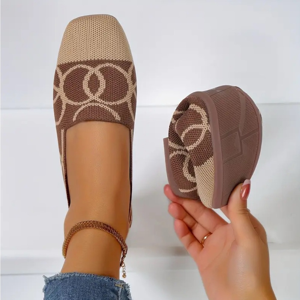 Brown and Tan Women's Slip-On Shoes